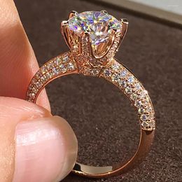 Cluster Rings 18K Au750 Rose Gold Women Ring Moissanite Diamonds 1 2 3 4 5 Round Luxury Wedding Party Engagement Anniversary Trendy