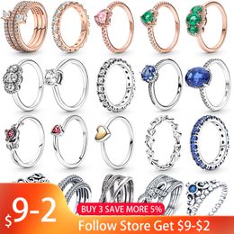 925 Silver Women Fit Pandora Ring Original Heart Crown Fashion Rings Rose Gold Crystal Rings Engagement Wedding Anniversary Jewelry