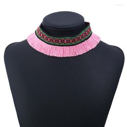 Choker Bohemian Ethnicity Knit Striped Tassel Necklace Fashion Simple Personality Fringe Sexy Collar For Women Jewellery