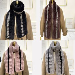 Women Real Rex Rabbit Fur Scarf Winter Warm Long Neckerchief Wraps Black Pink