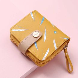 Wallets 2022 New Women Cute Wallet Zipper Buckle Folding Girl Wallet Brand Designed Pu Leather Small Coin Purse Female Card HolderL230303