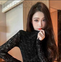 Women's T-shirt Designer Fashion t Shirts Autumn Tee Tops High-end Lace Womens Leggings Long Sleeve Round Collar Luxury NYOI