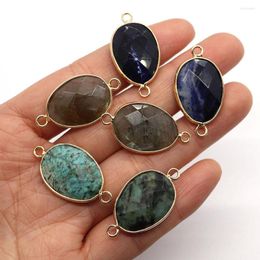 Pendant Necklaces Natural Stone Water Drop Shape Red Green Double Hole Connector Creative Jewelry DIY Necklace Earring Accessories 17x32mm