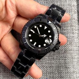 Wristwatches 200m Water Resist Diver Tandorio NH35 Automatic Watch For Men 40mm PVD Sapphire Glass Luminous Black Dial Date Oyster Bracelet