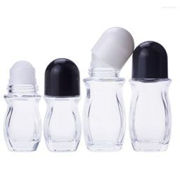 Storage Bottles 100pcs Glass Clear Roll On 30ml 50ml Liquid Deodorant Cosmetic Personal Care Roll-on Container With Big Roller Ball