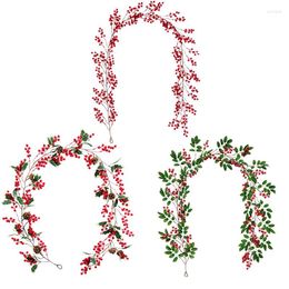 Decorative Flowers Christmas Rattan Red Fruit Garlands Small Berries Artificial String For DIY Fall Festival Decorations