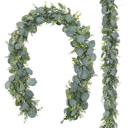 Decorative Flowers 2 Pack 1.8M Artificial Eucalyptus Garland Faker Sier Dollar Greenery Vines Table Runner