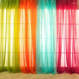 Curtain 1 Pair 100x200cm Tulle Window For Living Room Kitchen Modern Polyester Kids Bedroom Solid Colour