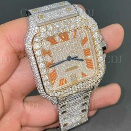 W753 Zweifarbige Luxus-Armbanduhr, individuell anpassbar, Iced Out VVS-Moissanit-Diamant, Hip-Hop-Mechanische Uhr, Edelstahl-Armbanduhr, kaputte Uhr, APOMH10RS3F9