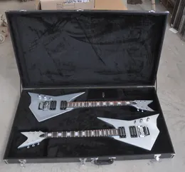 Silvery Body 2 Electric Guitars with Chrome Hardware Black Hardcase can be customized