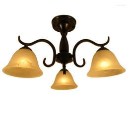 Ceiling Lights Brief Classic Iron Light 3 Heads Glass Lampshade Lamp For Dining Room Living Lighting