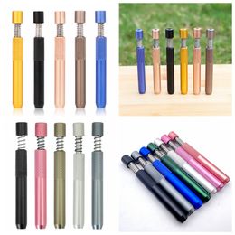 Colourful Aluminium Alloy Smoking Portable Press Spring Dry Herb Tobacco Cigarette Holder Catcher Taster Bat One Hitter Philtre Mouthpiece Dugout Pipes Tips
