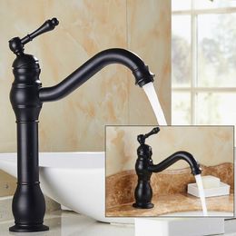 Bathroom Sink Faucets BaiDaiMoDeng Black Full Copper Basin 360 Degree Rotary Faucet European Archaize Platform