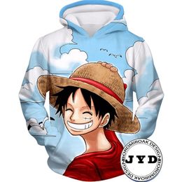 3D Print Hoodie One Piece Luffy Sweater Mens Women Whoodies Семейный подарок для детей толстовок унисекс пуловерская пара Tee223q