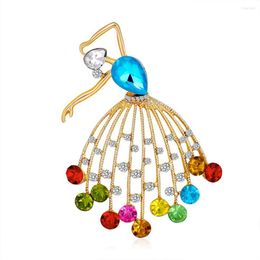 Brooches Crystal Dance Ballet Girl Cute Lovely Colourful Rhinestone Brooch Pin For Women Corsage Accessories Jewellery Gift