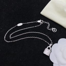 Brand Necklace Brand Earrings Designer Jewelry Luxury Silver Lock Set Party Accessories Women's Couple Brand Necklace with Box