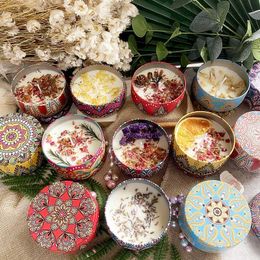 box Soy Wax Scented Dried Flower Aromatherapy Birthday Candle Home hotel Wedding Decoration