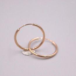 Hoop Earrings Real 18K Rose Gold 18x1.5mm Round Smooth Ear About 1.2g For Woman