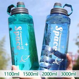 Water Bottles 1000ML 3000ML Super large Outdoor Capacity With Straw Sports Space Cup Portable Air Shaker 230302