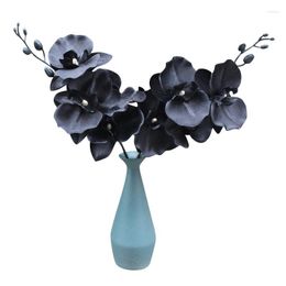 Decorative Flowers 38cm Artificial Flower Black Butterfly Orchid Silk Phalaenopsis For Wedding Christams Home Decoration