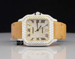 Iced Out Customised Natural Diamond Unique Brand Seller in India Gold Plated Watch Dign for Mens