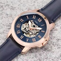 Brand Watch Men Foss Hollow out Automatic mechanical style Leather strap high quality wrist Watches FO10189d