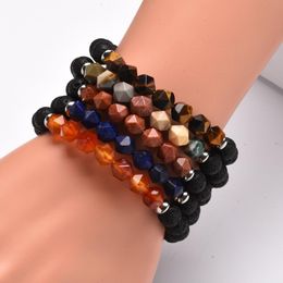 Natural Lava Stone Strands Beaded Energy Charm Bracelets For Women Men Lover Handmade Party Yoga Jewellery