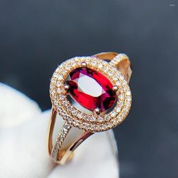 Cluster Rings T402 Rubillite Ring Fine Jewellery 18 K Gold Natural Rubi Tourmaline 1.2ct Gemstone Diamond Gift Female For Women