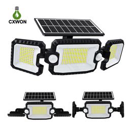 305 LED Solar Wall Lights 3 Heads with 3 Modes Motion Sensor Light with Dual Sensors IP65 Waterproof 270°Wide Angle Security Lights