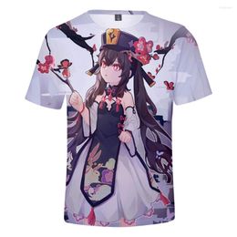 Men's T Shirts 2023 Genshin Impact Hu Tao Kawaii 3D Printed T-shirt Men Women Streetwear Anime Pattern O-Neck Shirt Harajuku Hip Hop Clothes