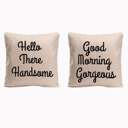 Pillow Hello Handsome Gorgeous Couple Pillowcases Valentine's Day Anniversary Gifts & Wedding Decoration For Couples Lover /Decorative Pillo