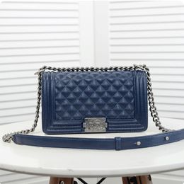 Women's Bag Chain One Shoulder Bag Messenger Bag Fashion Handbag Leather Luxury can bevel Span Durable Quality High-end Tote Bag Blue Size: 25*15*8