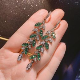 Dangle Earrings HIBRIDE Fashion Leaf Design Multi-color Long For Women Wedding Bridal Drop Pendientes Mujer Bijoux E-643