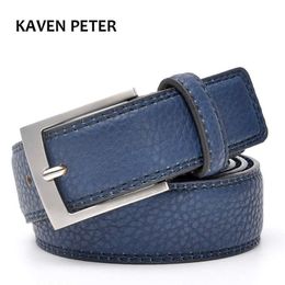 Belts Fashion Accessories Trends Jeans Belt Men Cowskin Blue Dress With Belt Accessories For Men Trouser Waistband Silver Metal Belt Z0228