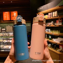 Water Bottles Large Capacity Water Bottle Stainless Steel Thermos Bottle With Straw Portable 530/750ml Vacuum Flask Insulated Tumbler Coffee 230303