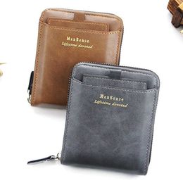 Wallets Male Wallet Blackgraybrowncoffee Business Card Holder Wallet for Men Zipper Coin Purse PU Leather ID Holder Card Case Men BagL230303