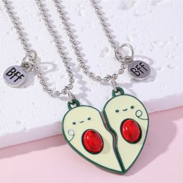 Fashion Cute Avocado 2pcs /set Best Friend Children Necklace Designer South American Silver Plated BFF Pendant Student Necklaces Friendship Jewellery Friend Gift