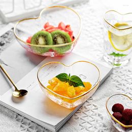 Bowls Nordic Creative Heart Shaped Glass Bowl Mug Transparent Phnom Penh Crystal Breakfast Fruit Salad Household Dinnerware
