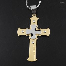 Pendant Necklaces AMUMIU Gifts Gold Color Jesus Cross Necklace Fashion Men Jewelry Stainless Steel Crucifix KP1171