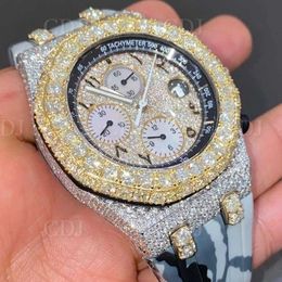 Хип -хоп Iced Out лаборатории, выращенные CVD Hpht Diamond Quartz Watch, пользовательские достойные мужчины женщины роскошные алмазные часы из Indiajfzmpcs3