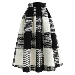 Skirts Autumn Winter Vintage Plaid Thick Ball Gown Skirt Women High Waist Party Warm Umbrella