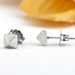 Stud Earrings Three-dimensional Pyramid 925 Sterling Silver Geometric Shape For Women Girls Jewelry