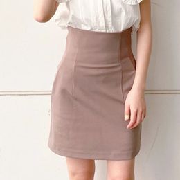 Skirts Spring High Waist Hip Woman Fashion Japanese Summer Solid All Match Elegant Office Lady Pleated A Line Jupe 230302