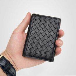 Wallets Leather Weave Business Card Holder Men's Women's Lambskin Credit Card Holder Large Capacity Buckle Fashion 2022 NewL230303