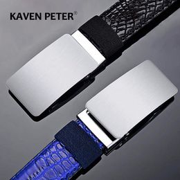 Belts Belts For Automatic Buckle Crocodile Pattern Without Tooth Strap Men's Jeans High Quality Waist Male Genuine Leather Z0228