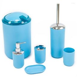 Bath Accessory Set Six-piece Bathroom Toothbrush Holder Tooth Cup Soap Dispenser Box Toilet Brush And Trash Can