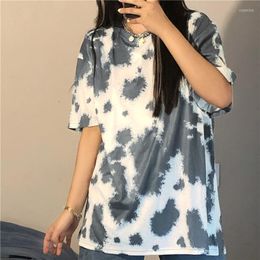 Men's T Shirts Summer Korean Style Tie-Dye Short-Sleeved T-Shirt Hip-Hop Harajuku Round Neck Casual Clothes Fashion Cool Teen Pullover Tops