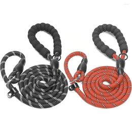 Dog Collars Slip Collar Choke Leash P-Leash Reflective Durable Training Rope Sponge Handle Control For Running Walking Hiking