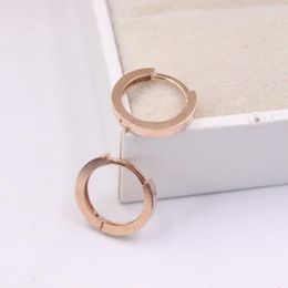 Hoop Earrings Pure Solid 18K Rose Gold Women Luck Smooth 1.5-2g 12.5x1.8mm Gift