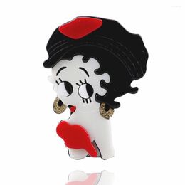 Brooches Unique Design Acrylic Cute Girl For Women Figure Lady Brooch Pins Lapel Badge Hat Bag Fashion Jewellery Party Gifts